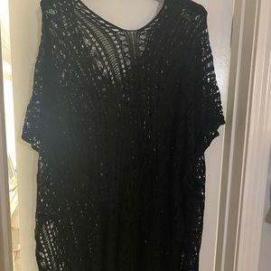 Black crochet swim cover up